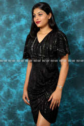 Bodycon Pleat Detail Dress Black